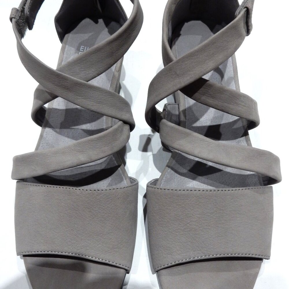 Eileen Fisher Taupe Gray Nubuck Wedge Sandals in Size 9 (NWOB)